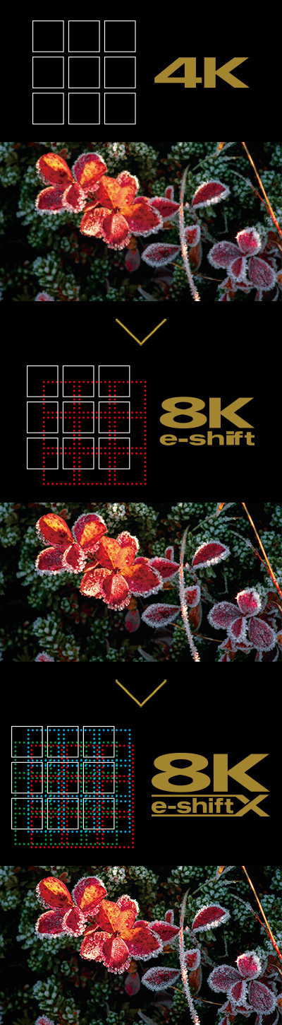4K→8K e-shift→8K e-shiftX