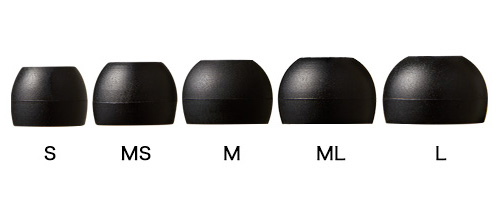 5种不同尺寸的耳塞（S、MS、M、ML、L）